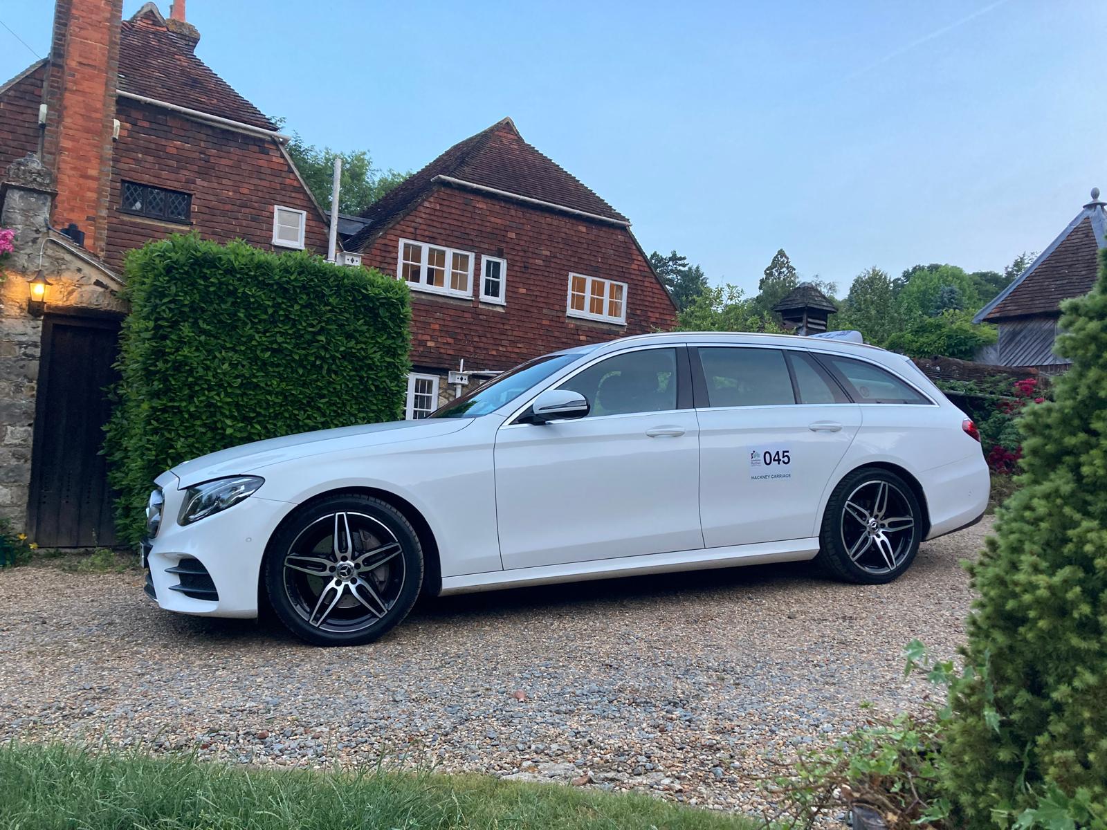 Rye Taxi Services white Mercedes saloon - comfortable executive taxi in Rye, East Sussex